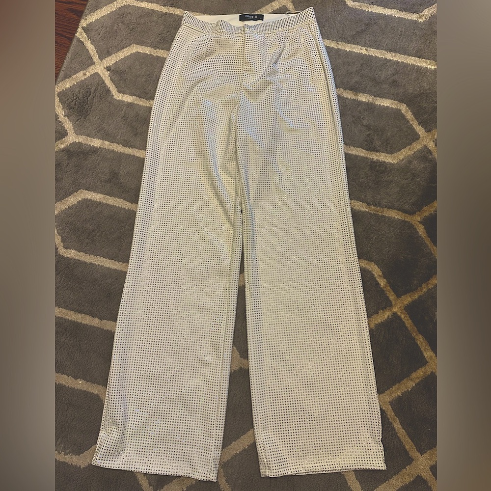 White rhinestone embellished pant